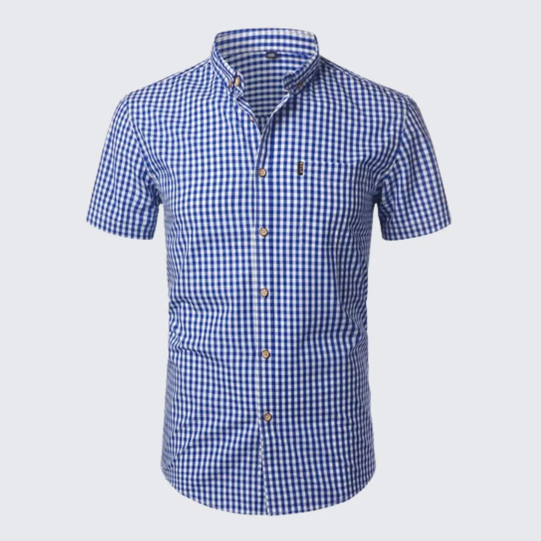 Camisa Masculina Manga Curta Xadrez Camisa Masculina Manga Curta Xadrez - Vestuário 080 Fragatto Azul Escuro P