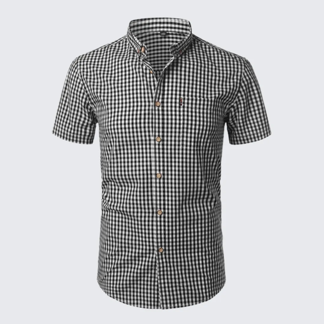Camisa Masculina Manga Curta Xadrez Camisa Masculina Manga Curta Xadrez - Vestuário 080 Fragatto Preto P