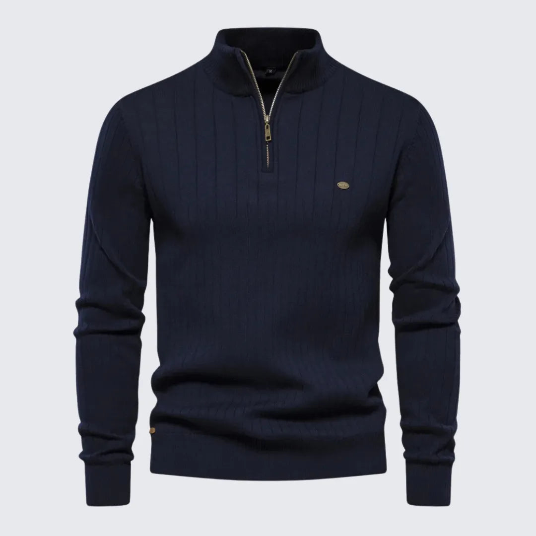 Suéter Masculino Gola Alta com Zíper Suéter Masculino Gola Alta com Zíper - Vestuário 093 Fragatto Azul marinho P