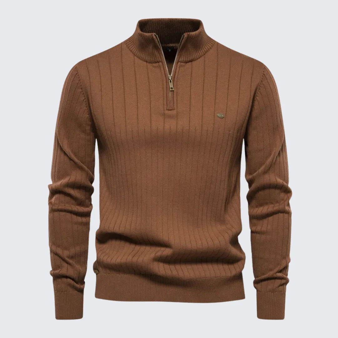 Suéter Masculino Gola Alta com Zíper Suéter Masculino Gola Alta com Zíper - Vestuário 093 Fragatto Marrom P