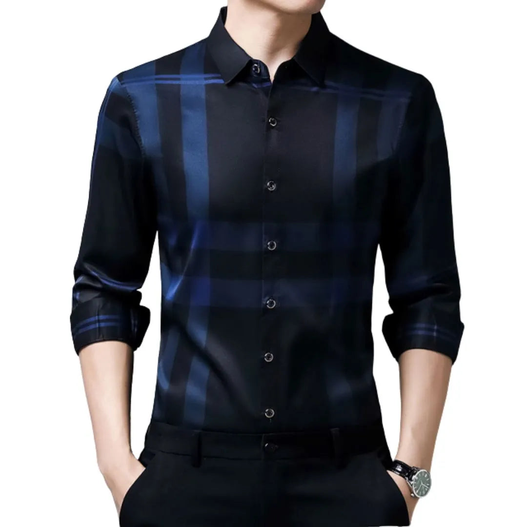 Camisa Masculina Manga Longa Xadrez Camisa Masculina Manga Longa Xadrez - Vestuário 002 Fragatto Azul P
