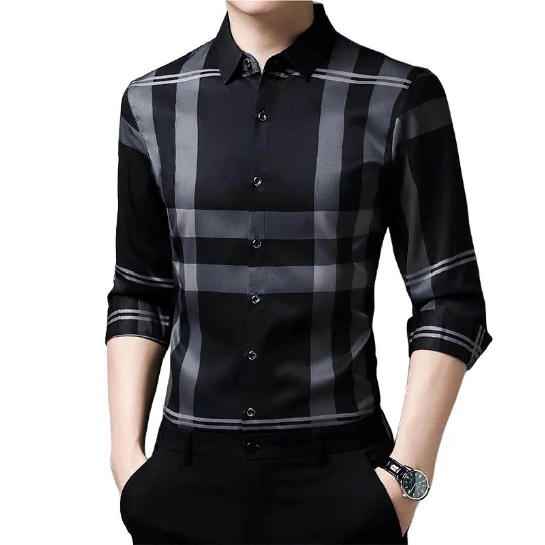 Camisa Masculina Manga Longa Xadrez Camisa Masculina Manga Longa Xadrez - Vestuário 002 Fragatto Cinza P