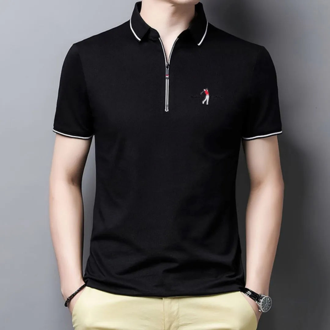 Camisa Polo Masculina com Zíper Camisa Polo Masculina com Zíper - Vestuário 005 Fragatto Preto P