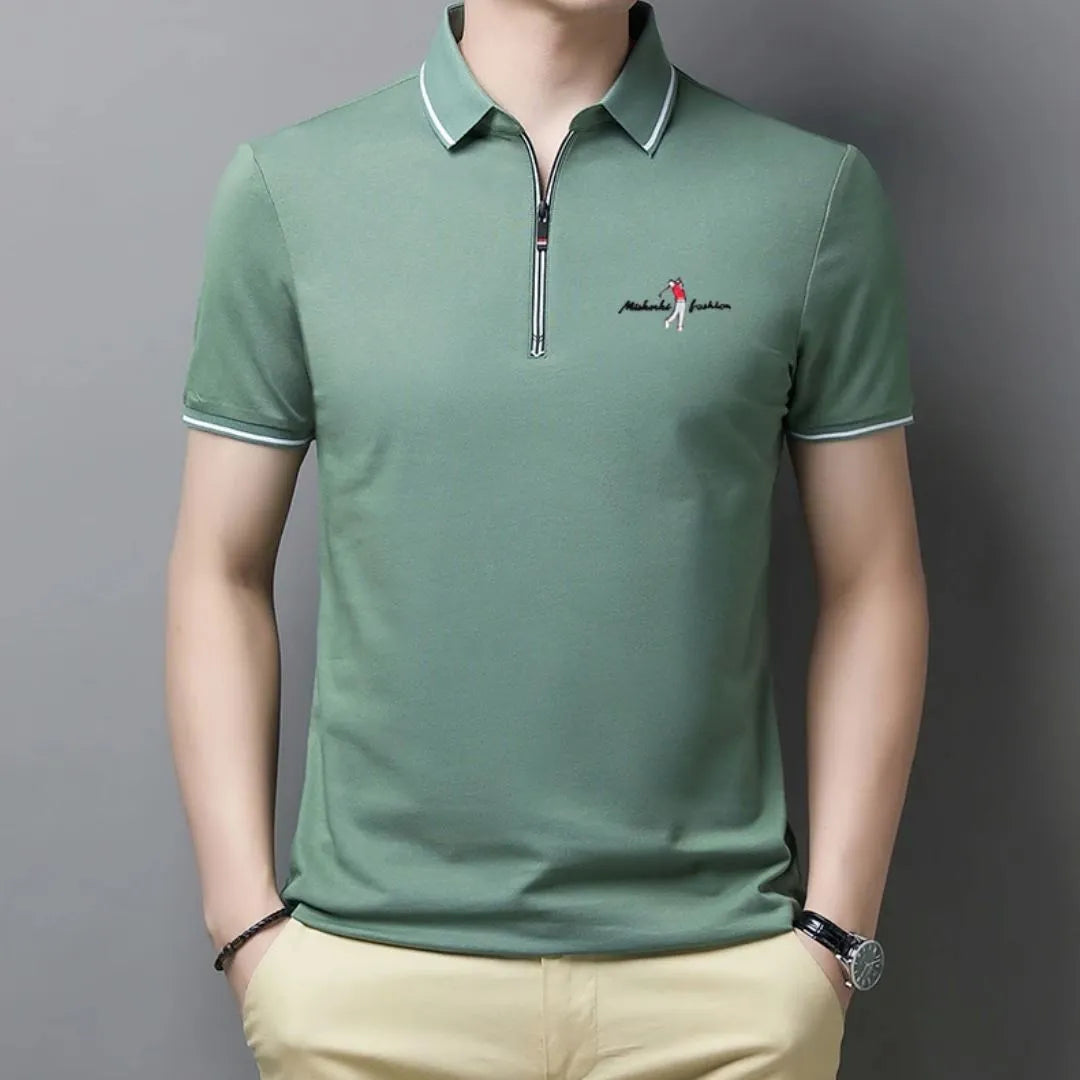 Camisa Polo Masculina com Zíper Camisa Polo Masculina com Zíper - Vestuário 005 Fragatto Verde P