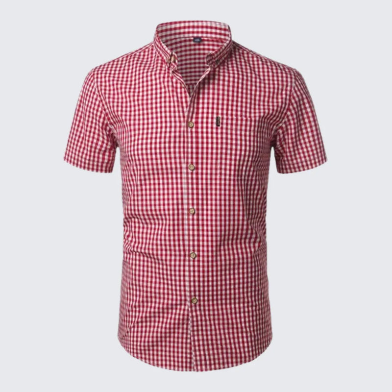 Camisa Masculina Manga Curta Xadrez Camisa Masculina Manga Curta Xadrez - Vestuário 080 Fragatto Vermelho P 