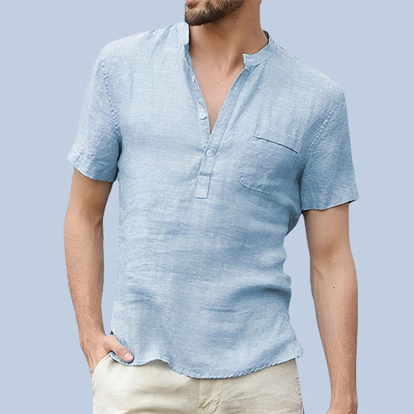 Camisa Masculina Bata Manga Curta Camisa Masculina Bata Manga Curta - Vestuário 025 Fragatto Azul P 