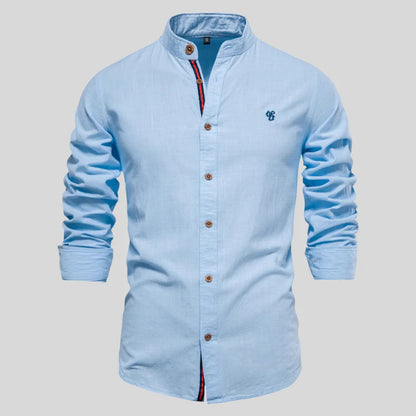 Camisa Masculina Casual Algodão Camisa Masculina Casual Algodão - Vestuário 043 Fragatto Azul P 
