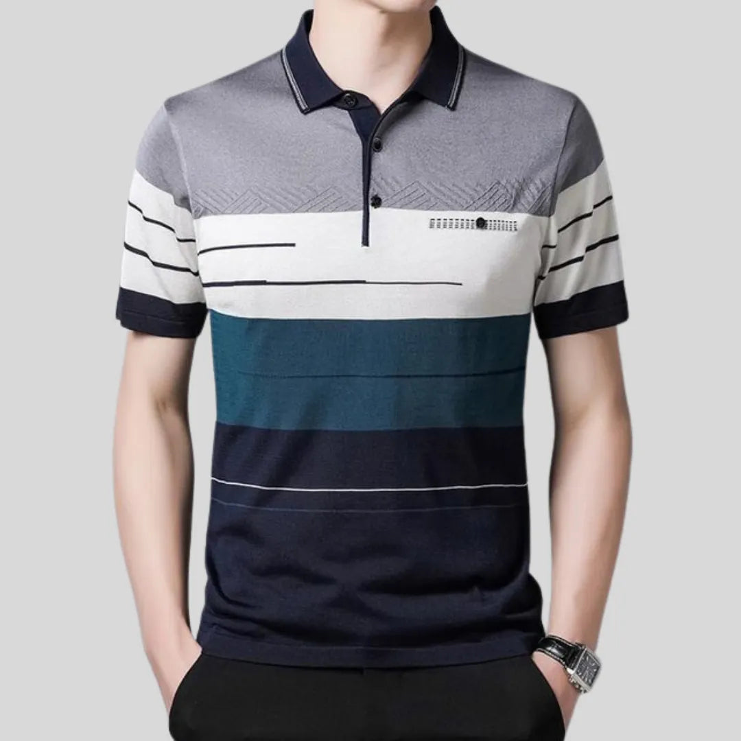 Camisa Polo Masculina Listrada Camisa Polo Masculina Listrada - Vestuário 026 Fragatto Cinza/Verde P 