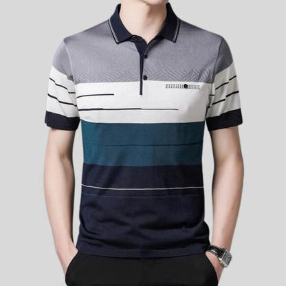 Camisa Polo Masculina Listrada Camisa Polo Masculina Listrada - Vestuário 026 Fragatto Cinza/Verde P 