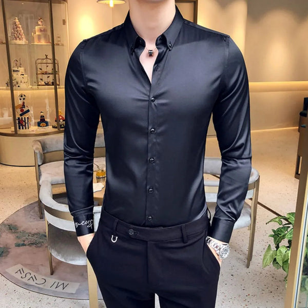 Camisa Social Masculina Slim Fit Camisa Social Masculina Slim Fit - Vestuário 010 Fragatto Preto P 